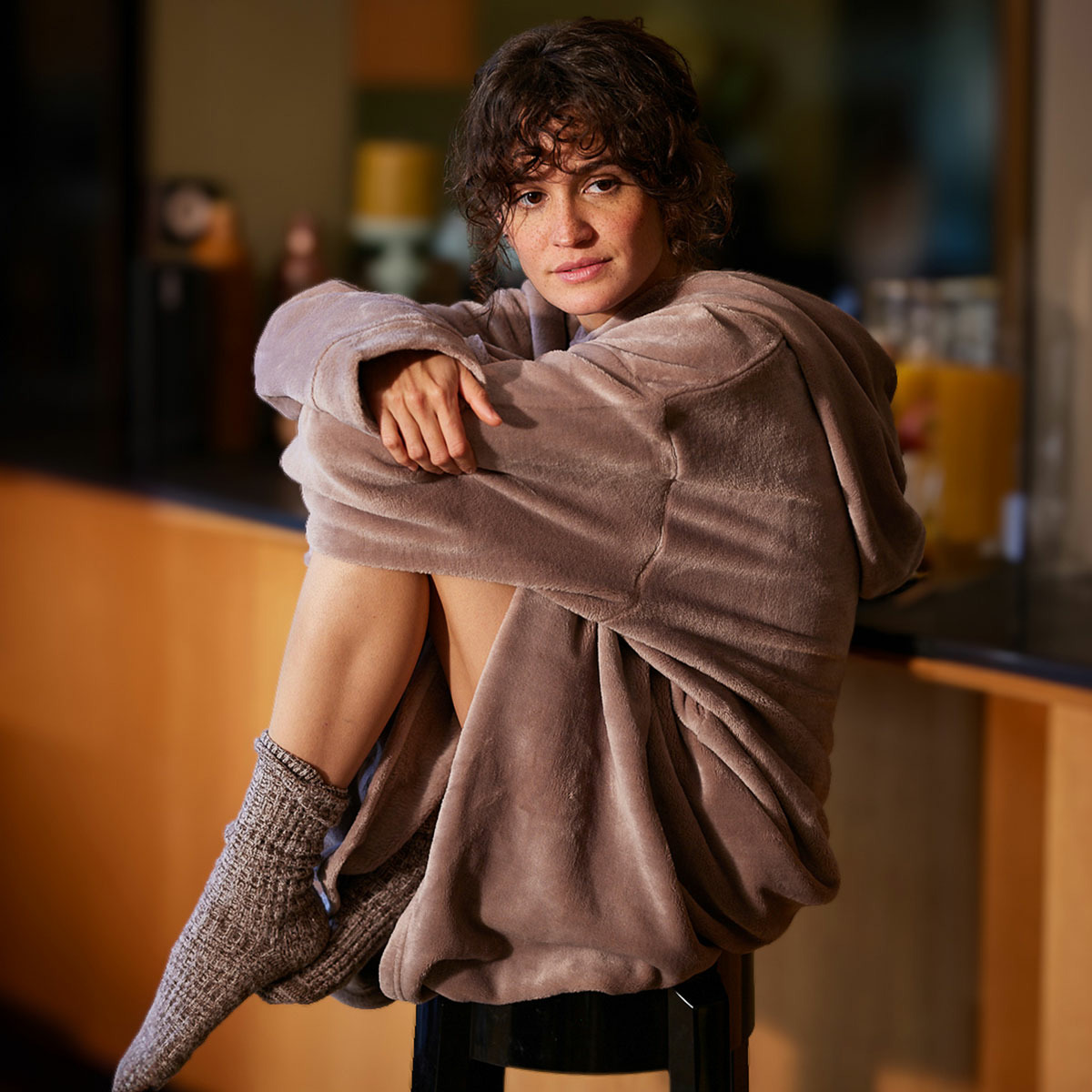 Plaidou polaire extra cocooning coloris taupe