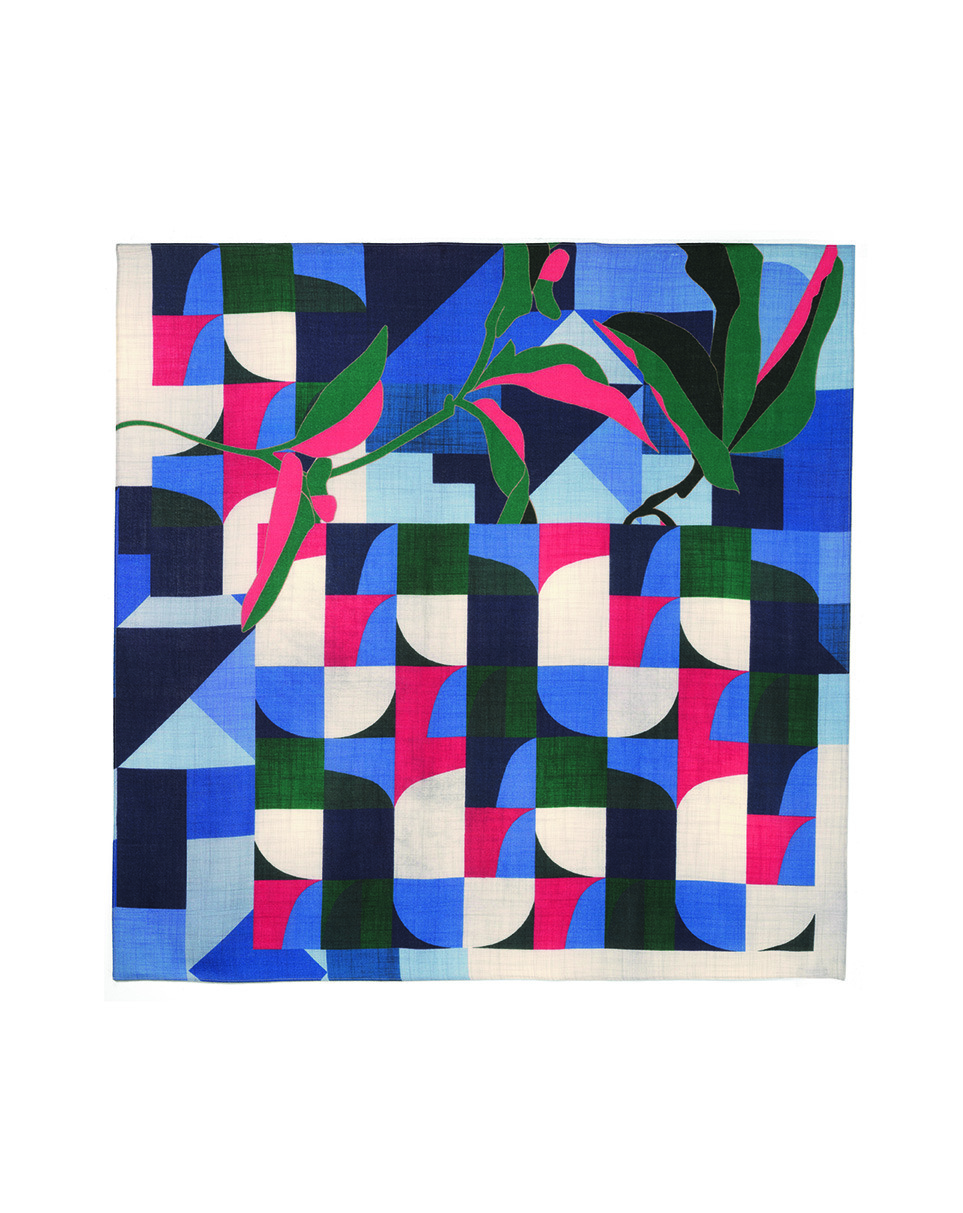 Carré imprimé mosaïque denim - Accessoire - GEAI