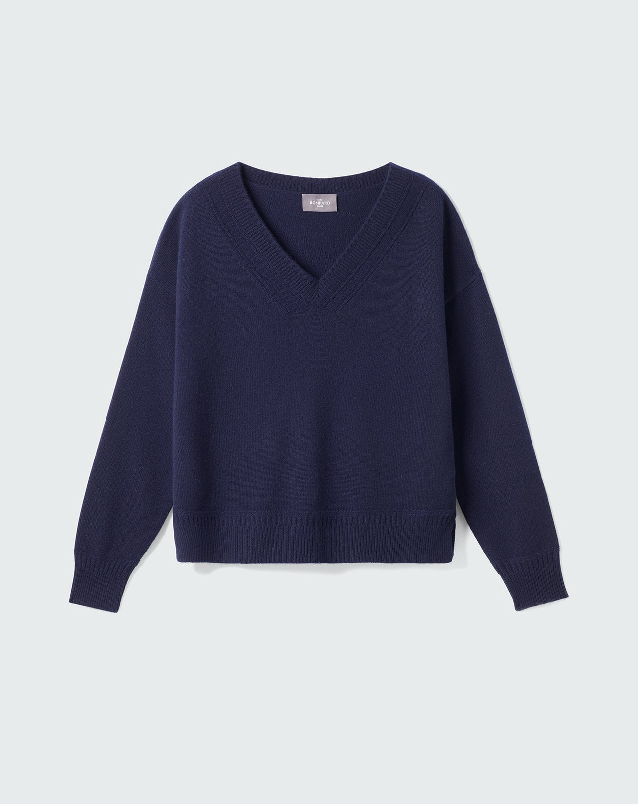 Pull V détail Guernesey - Femme - MARINE
