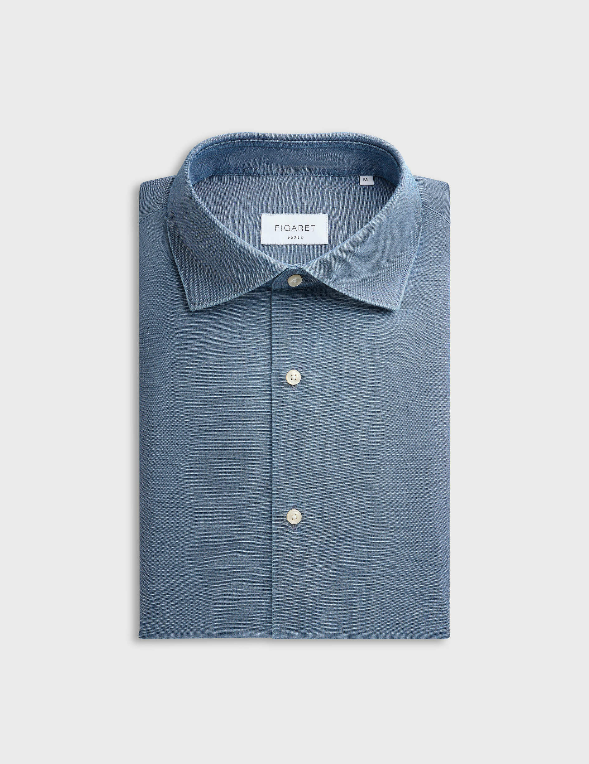 Chemise aristote col italien en chambray marine
