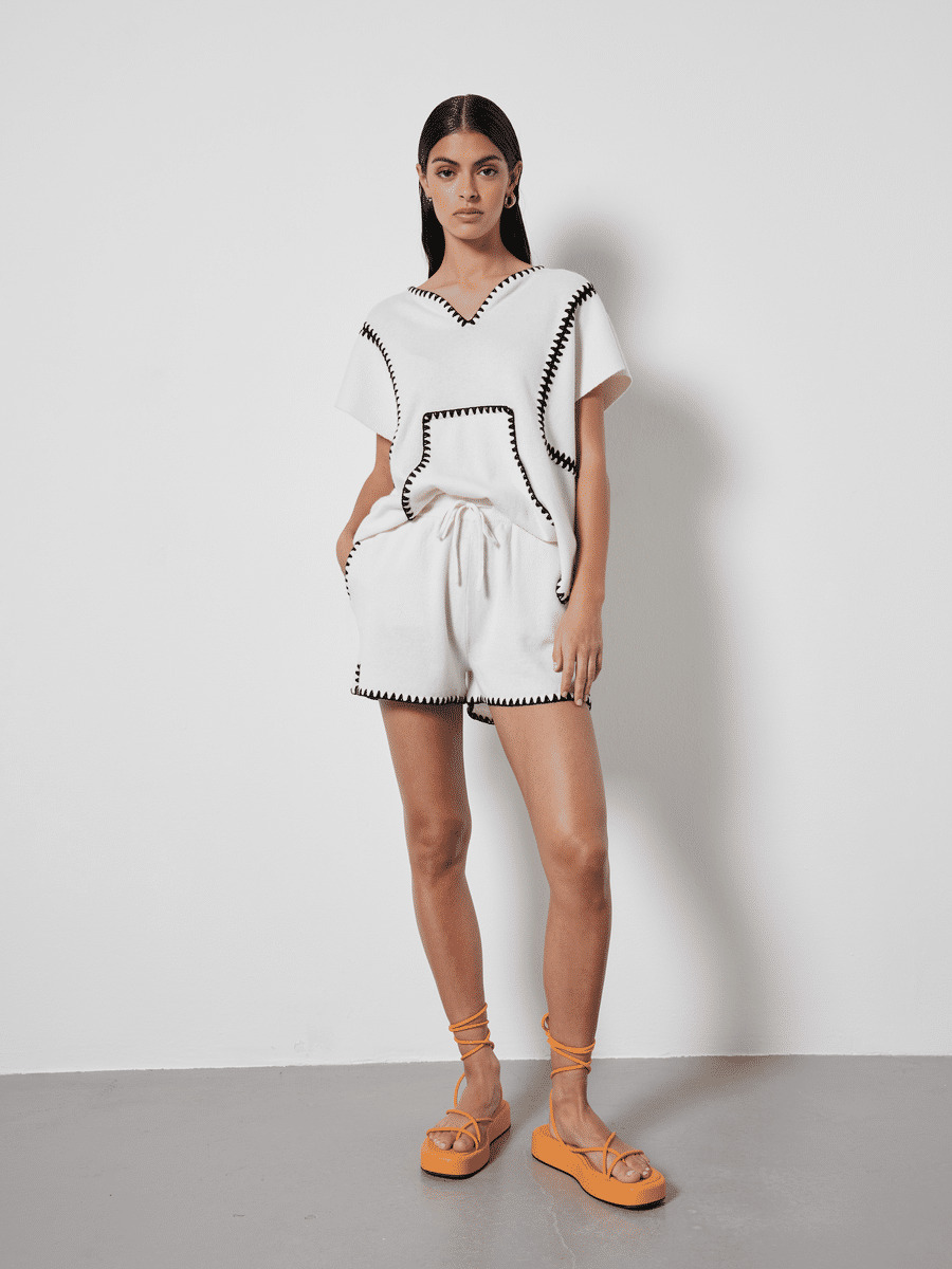 Short cachemire surpiqûres Janko LYS/EBENE