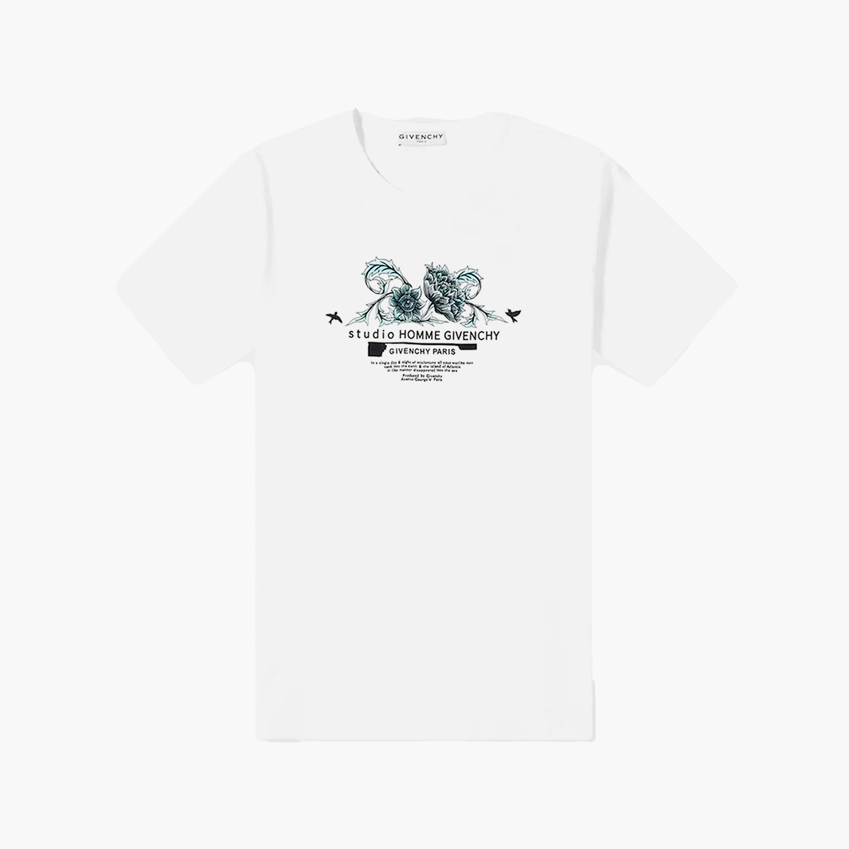 Givenchy T-shirt Aqua Floral Print Blanc