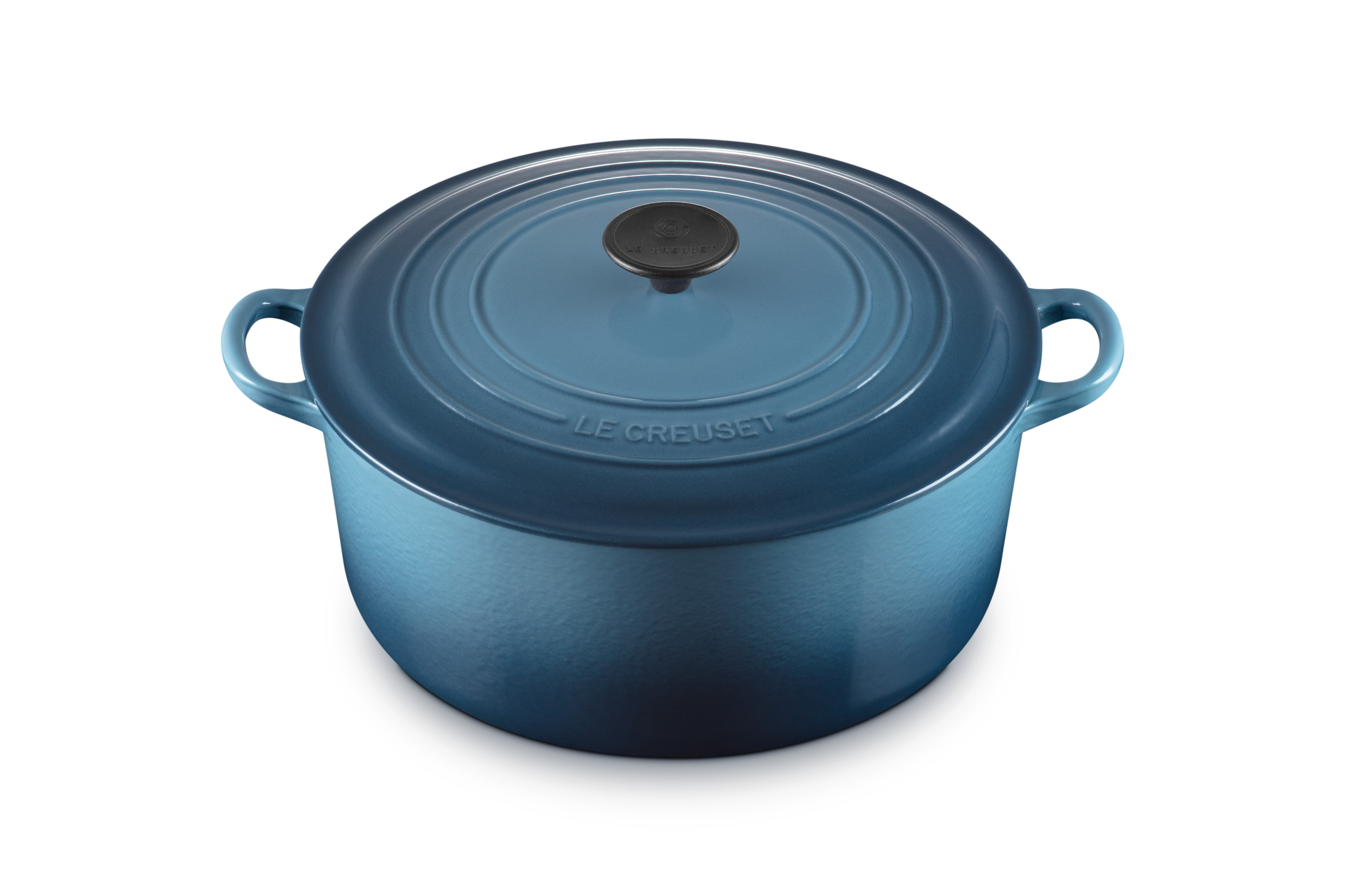 Cocotte ronde 28cm en fonte émaillée bleu marine