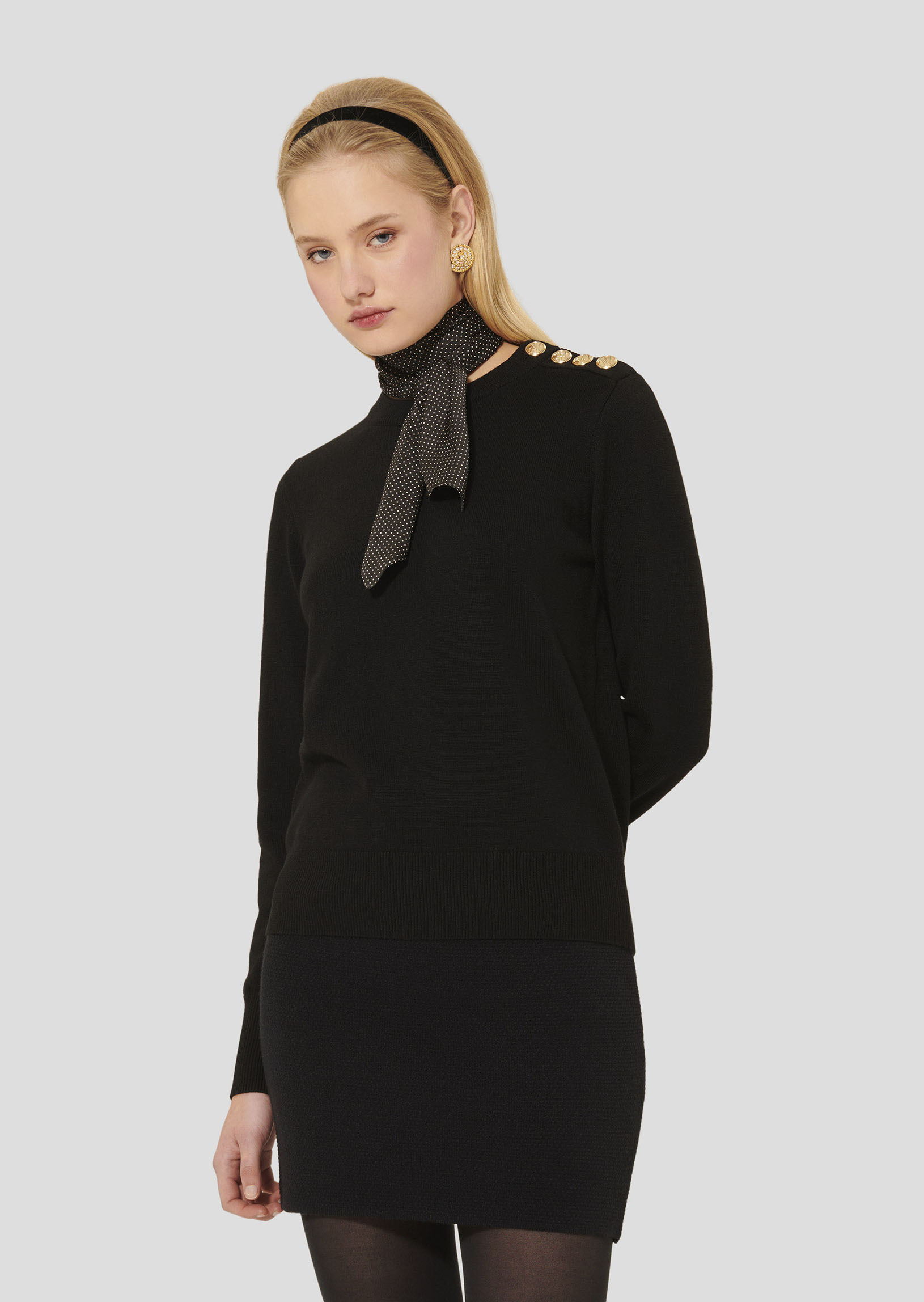 Pull Prunette-Noir en Polyester