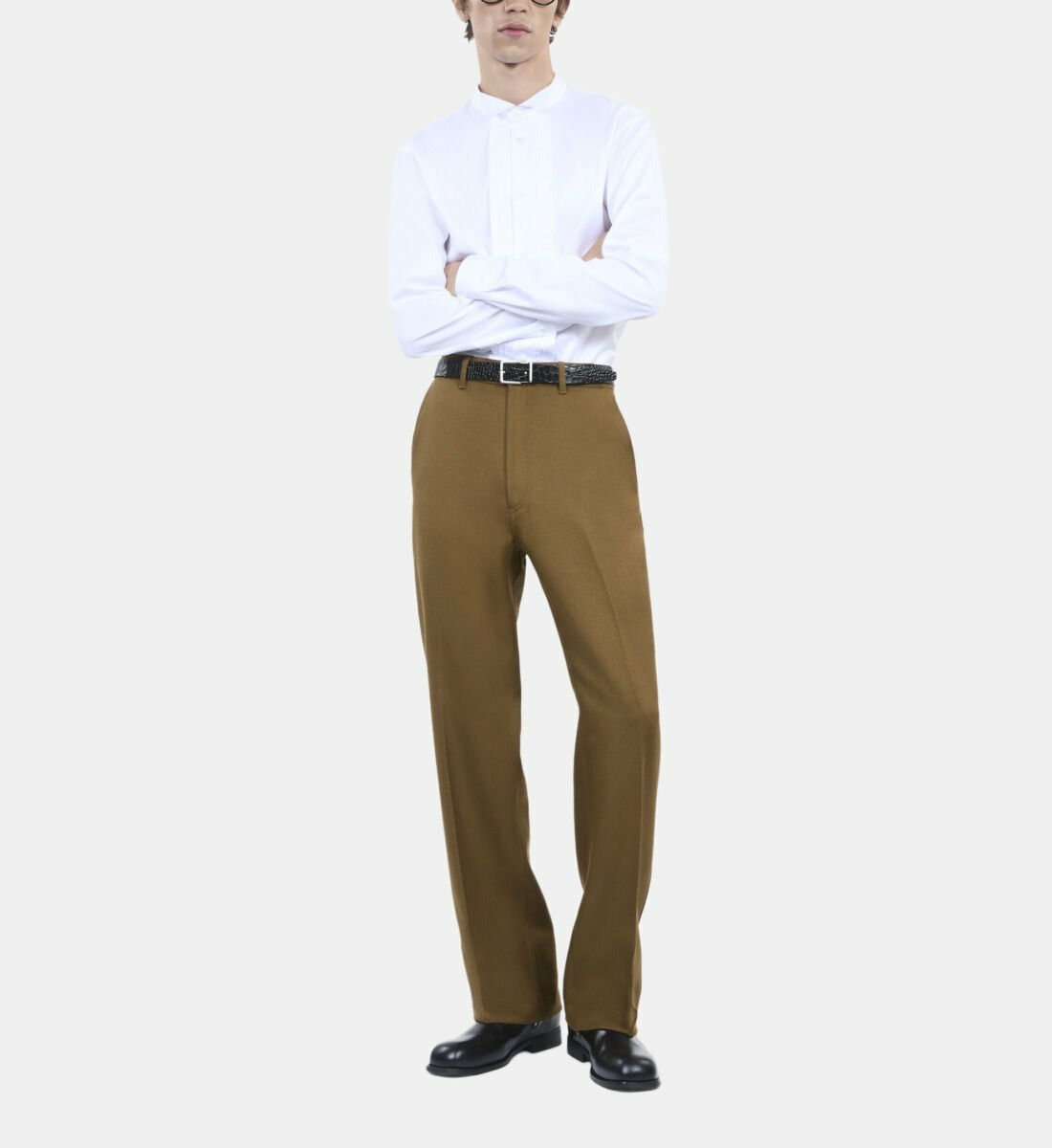 Pantalon En Laine Kaki Homme