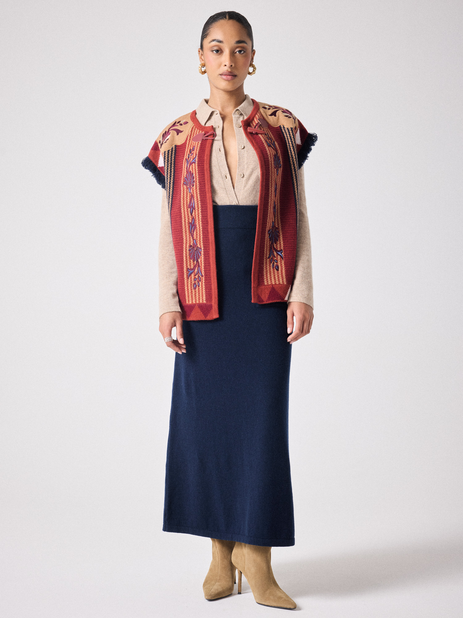 Cardigan en laine Mae et cachemire MARINE_POURPRE