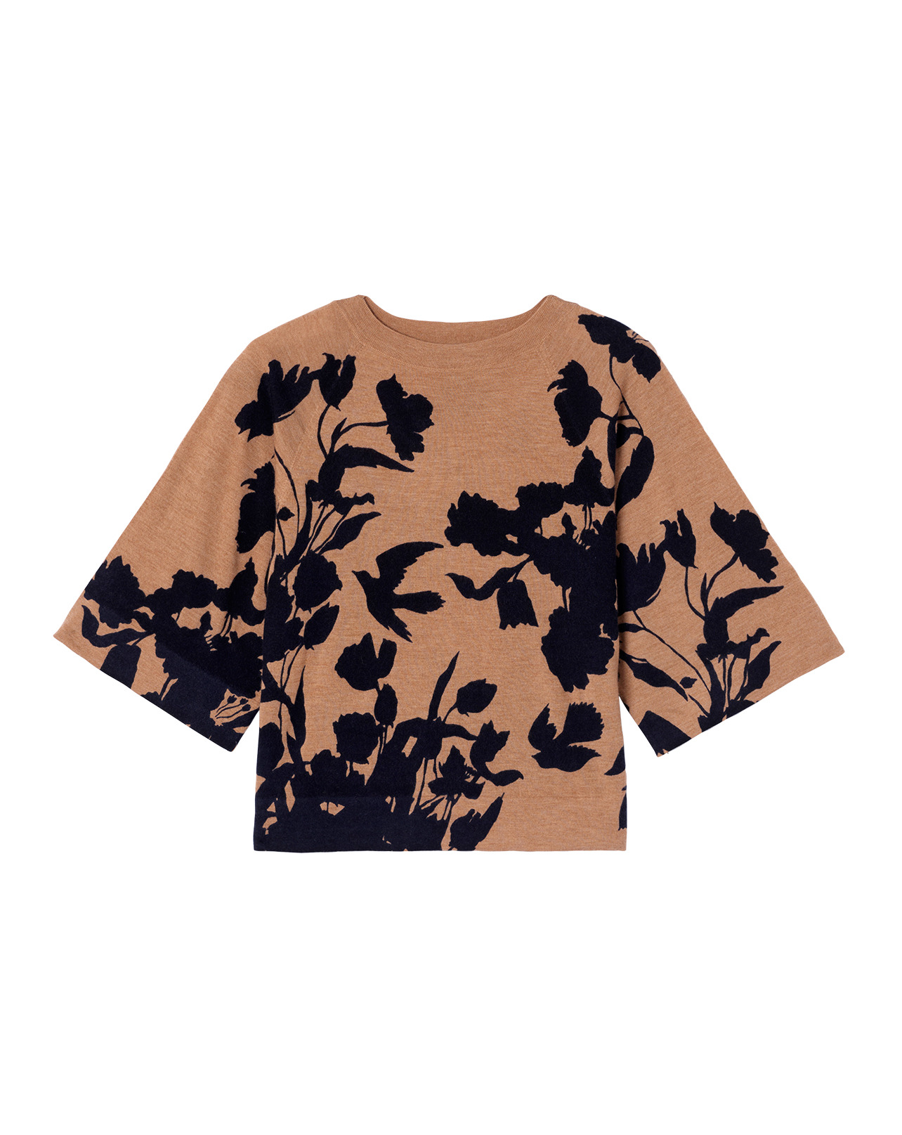 Pull col bateau imprimé - Femme - CARAMEL/MARINE