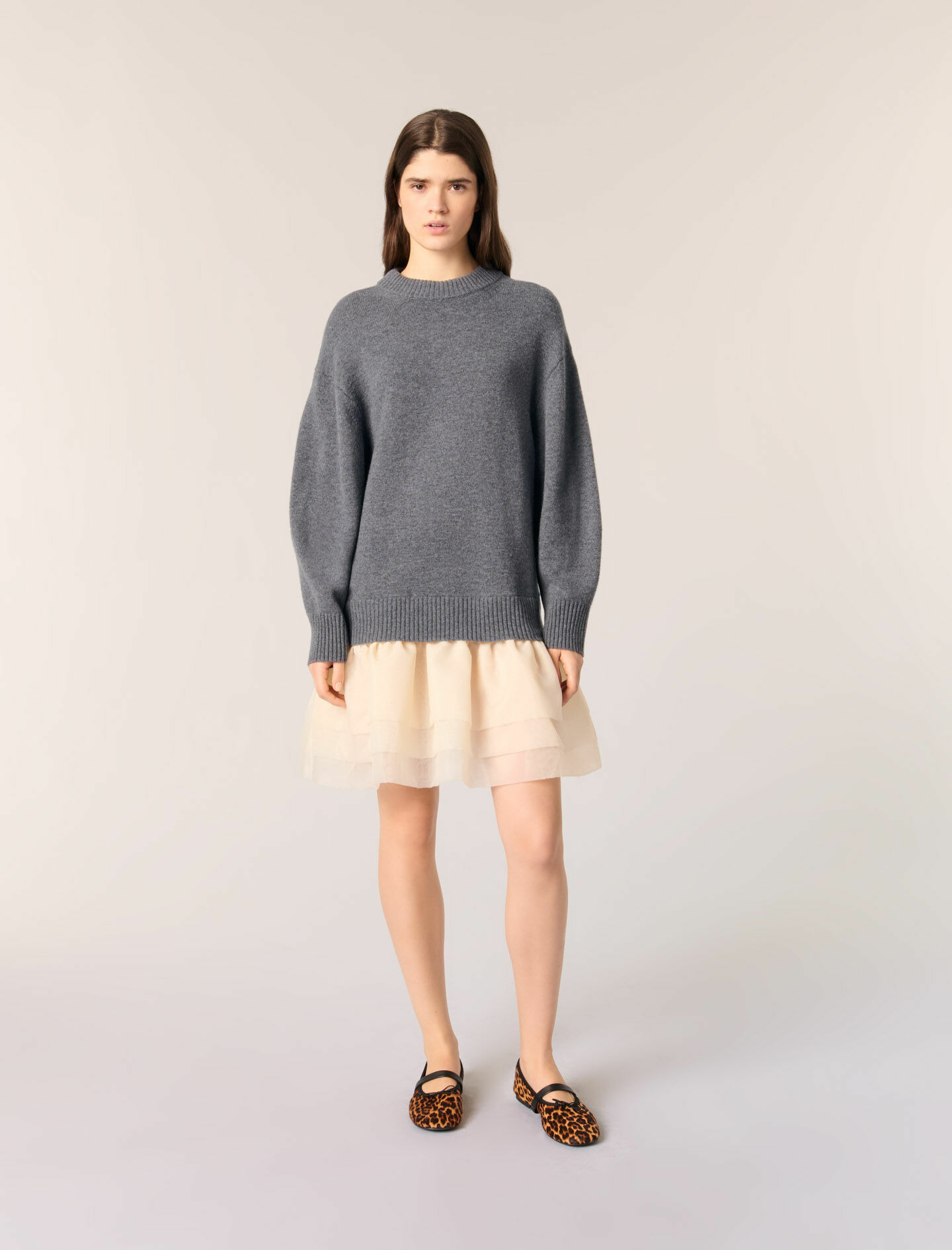 Robe bi-matière laine et organza