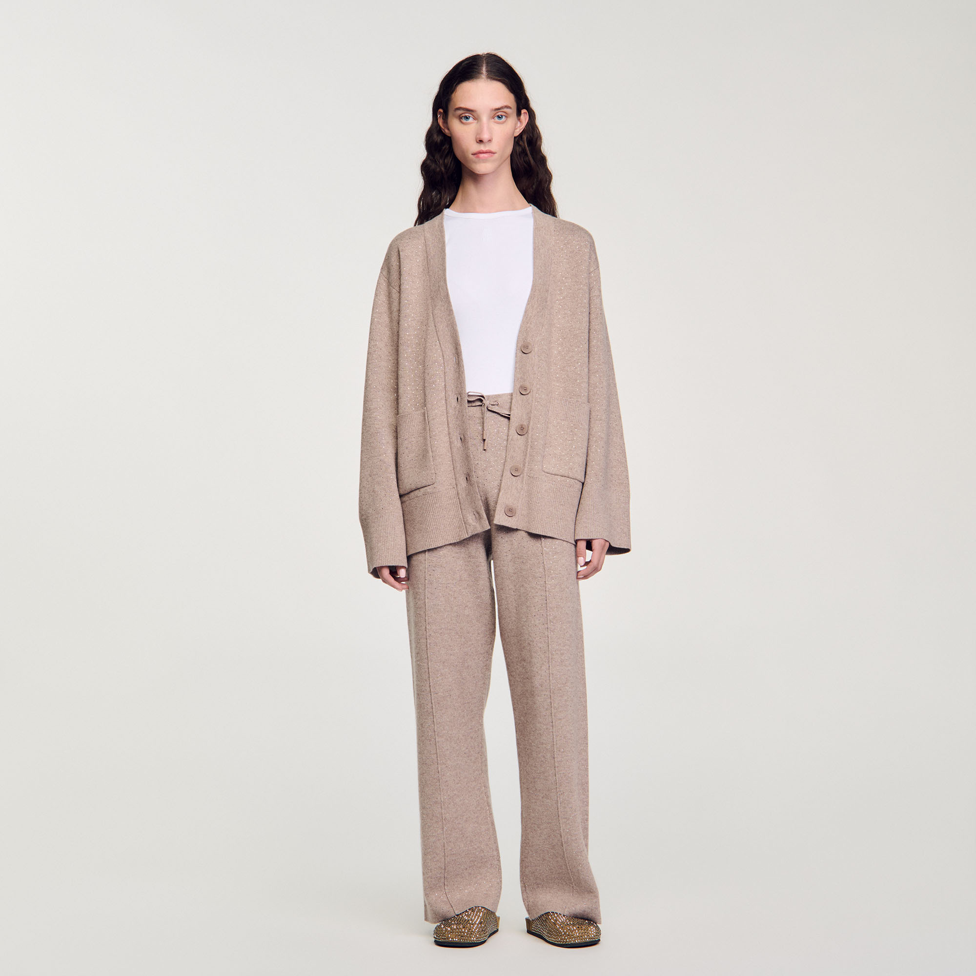 Cardigan long strassé