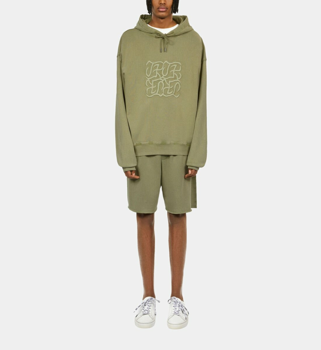 Sweatshirt À Capuche Vert Clair Avec Broderie Logo Homme