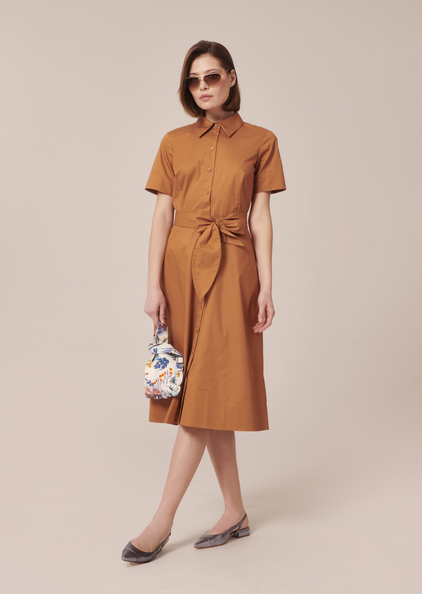 Robe Retronie-Cognac en Coton