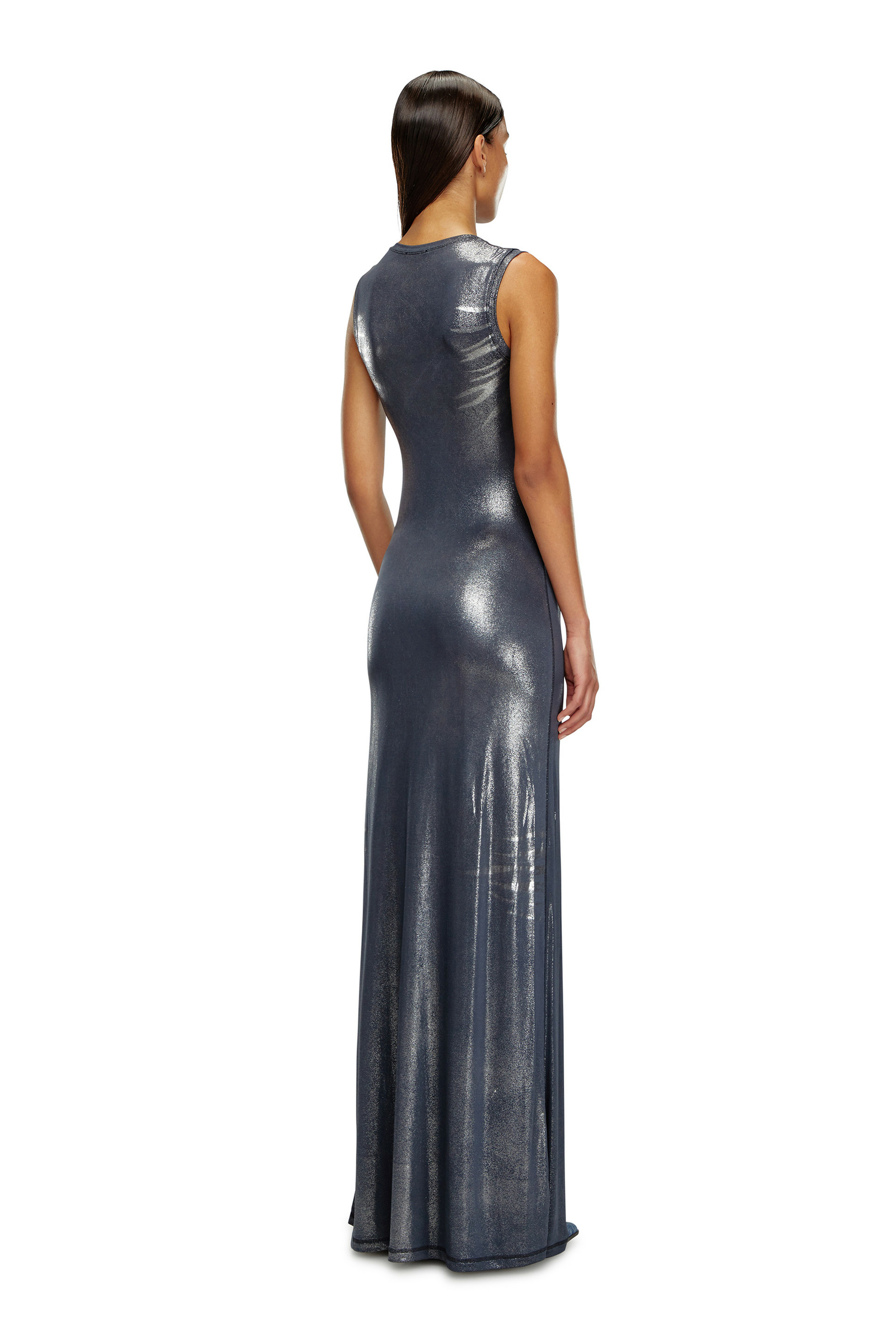 Robe longue métallisée avec zip