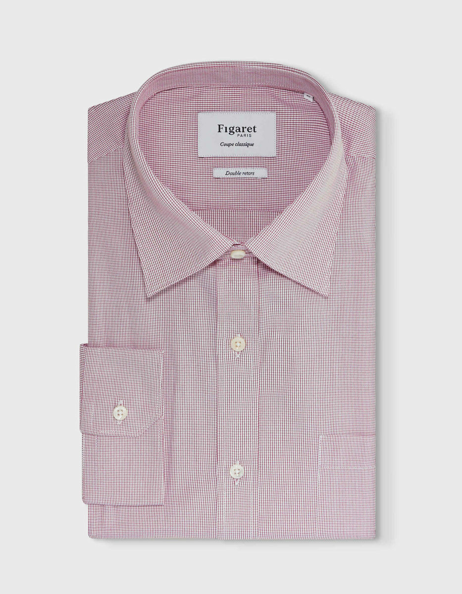 CHEMISE CARREAUX POPELINE BORDEAUX