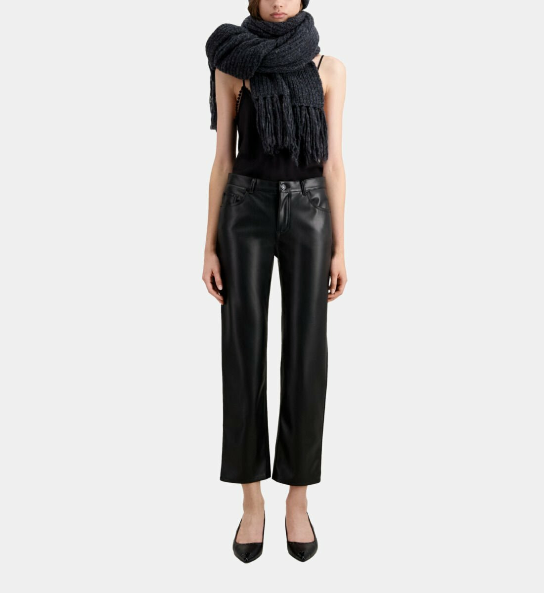 Pantalon Noir Effet Cuir Femme