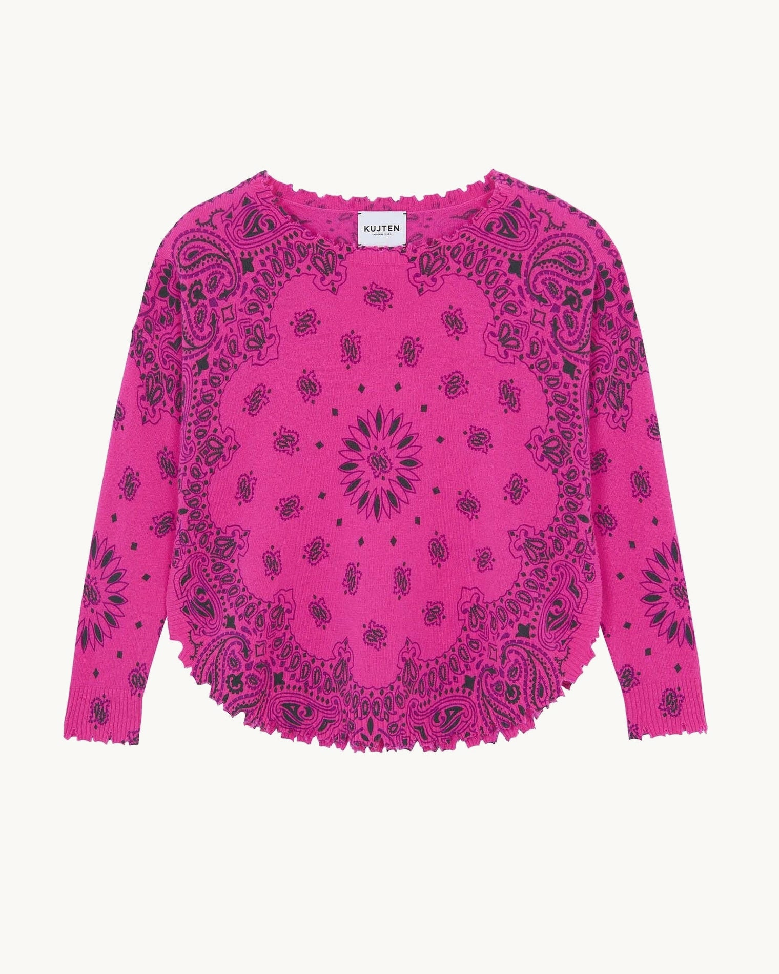 Pull Mela Bandana Bico Pull Cachemire Col Rond Imprimé, 2 fils