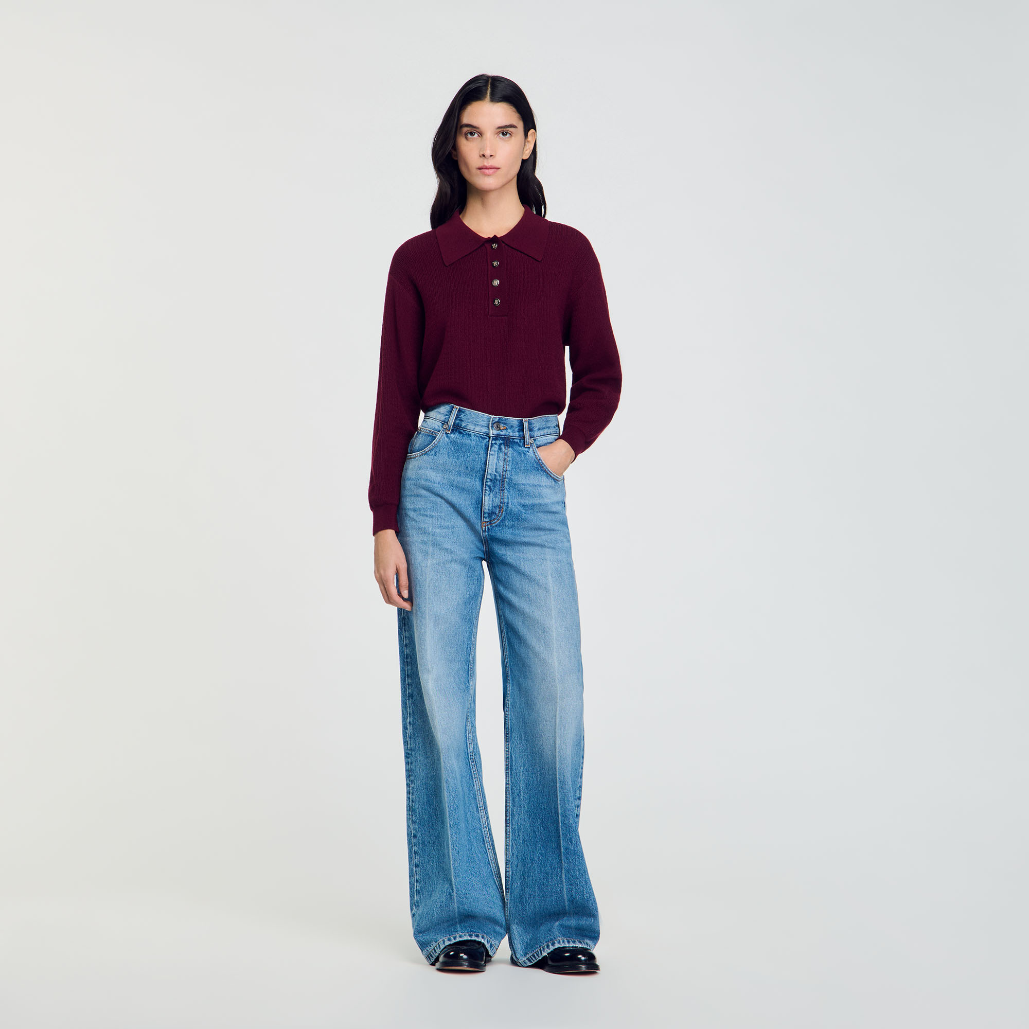 Pull torsadé à col polo