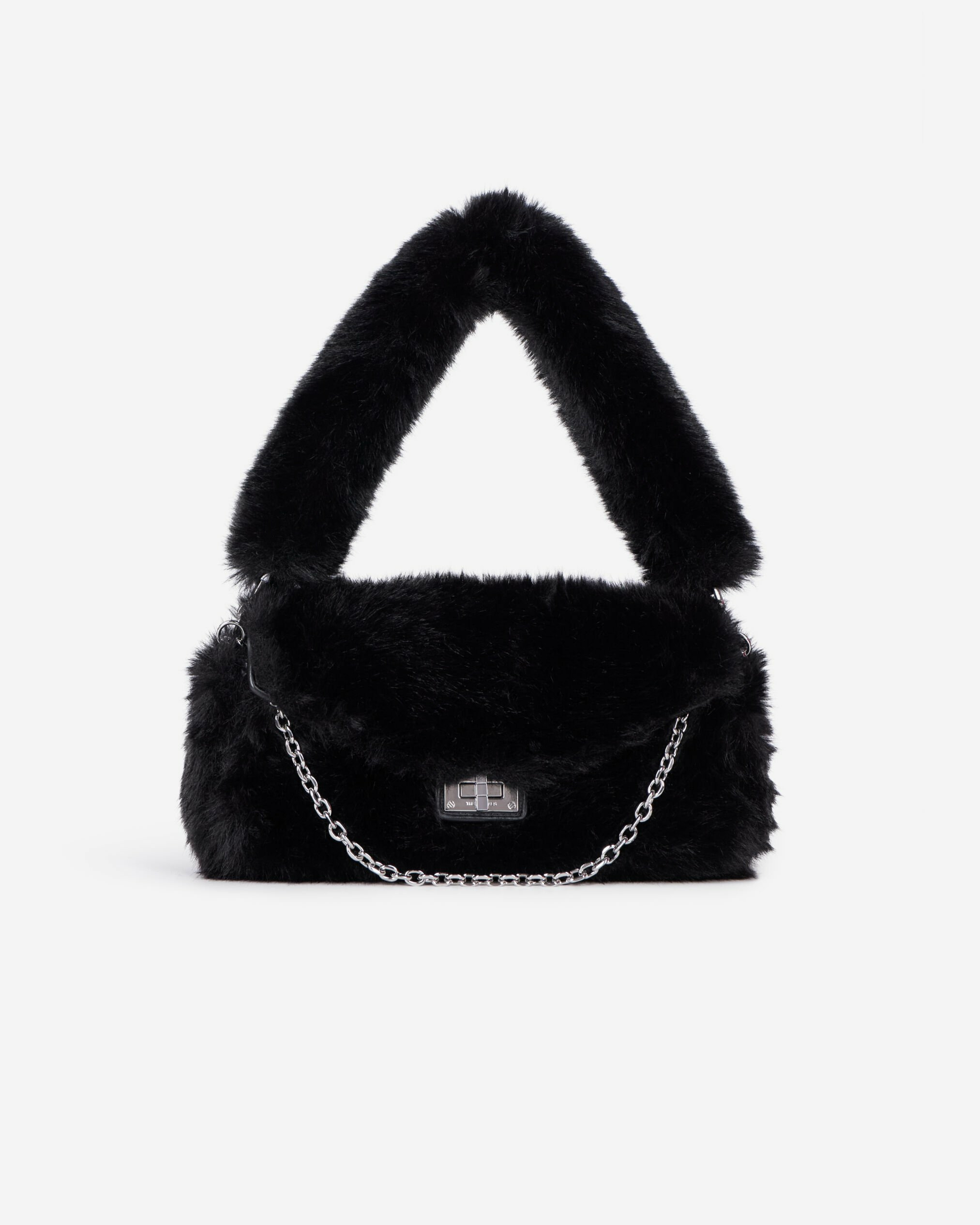 Pochette Effet Fourrure Noire