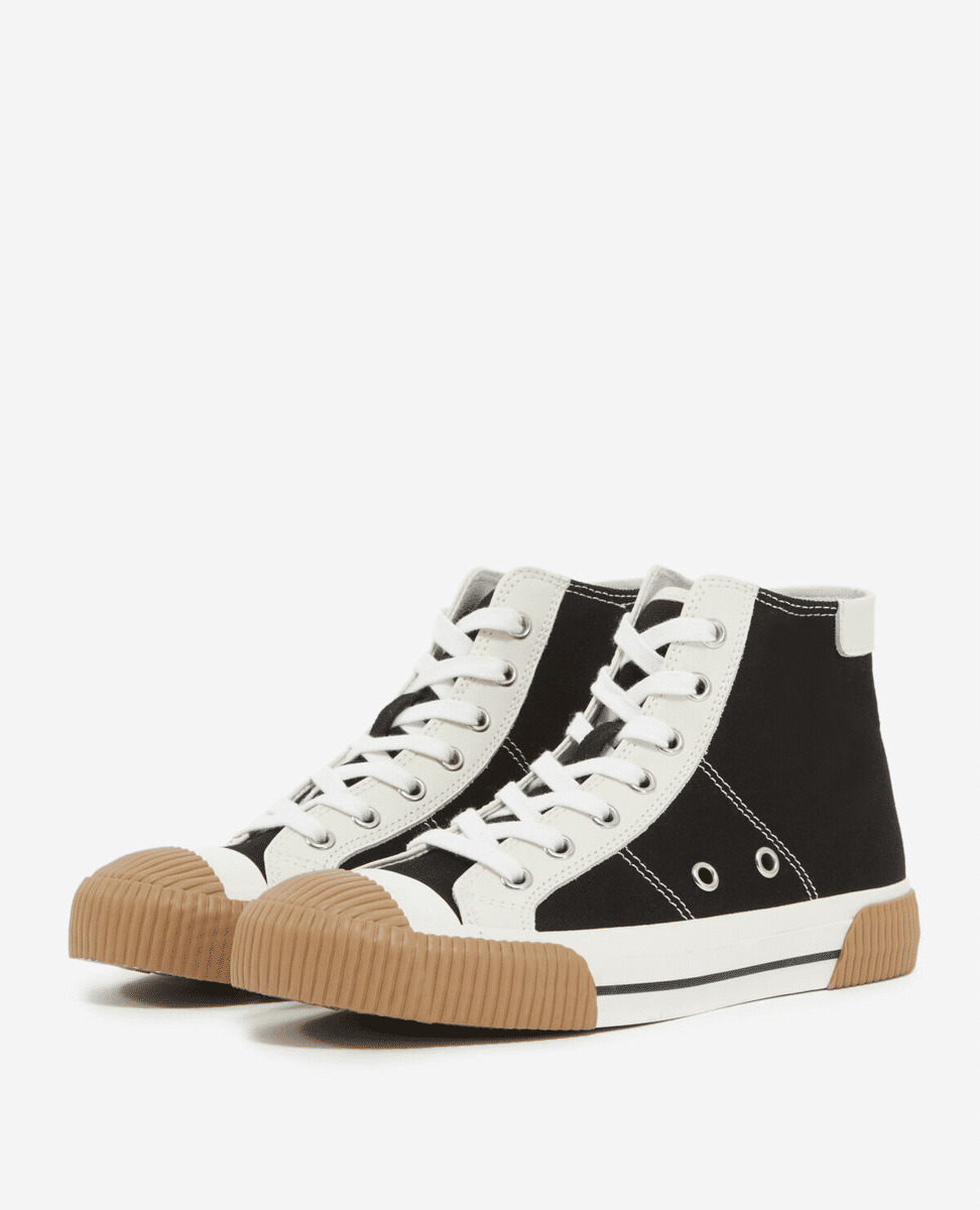 Baskets Montantes En Canvas Avec Empiecements Cuir