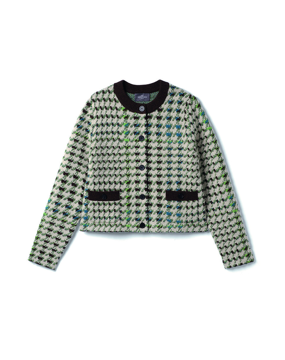 Veste jacquard pied de poule - Femme - AVOINE/CHALET