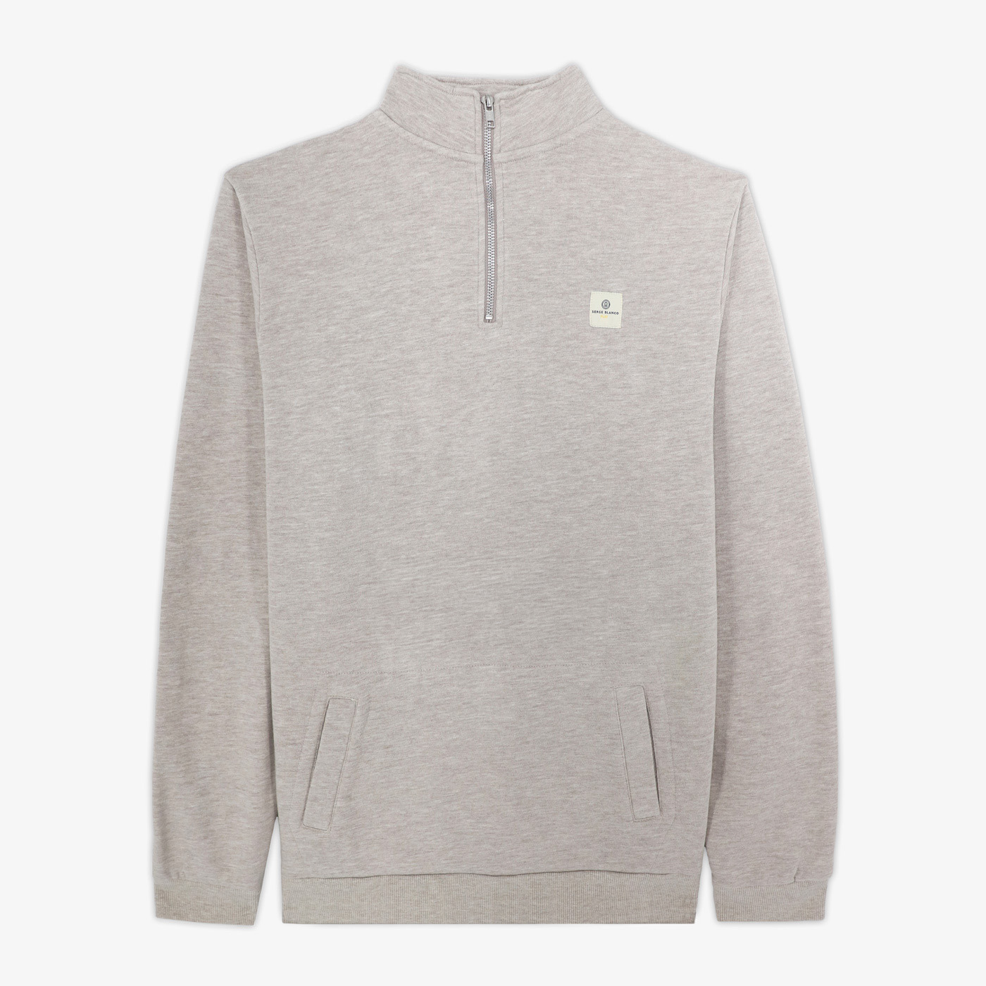 Sweat Sylvain col zippé beige chiné