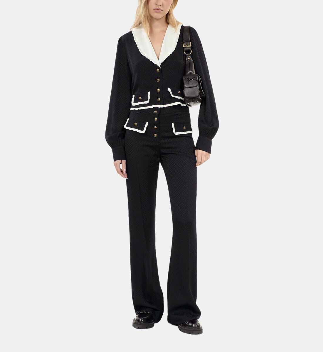 Top À Volants Noir Femme