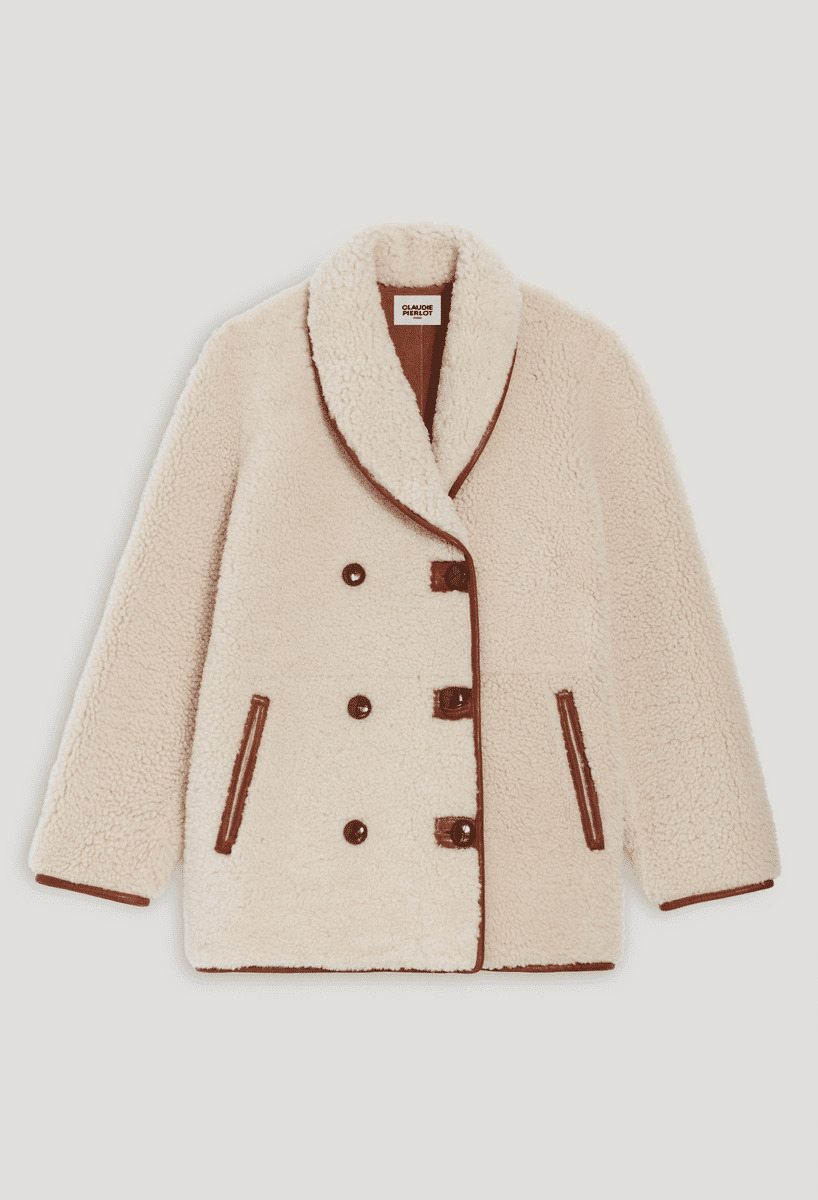 Manteau réversible peau lainée écru