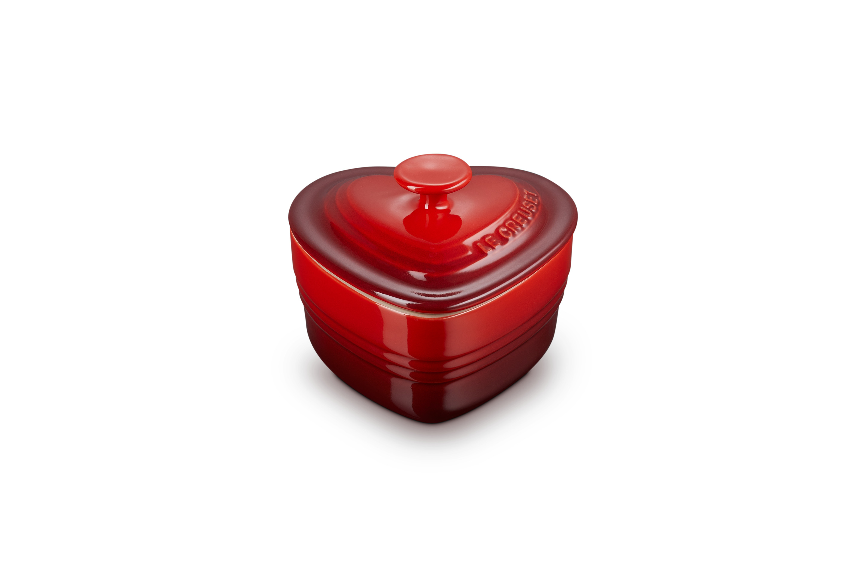 Ramequin coeur 300ml avec couvercle en céramique cerise