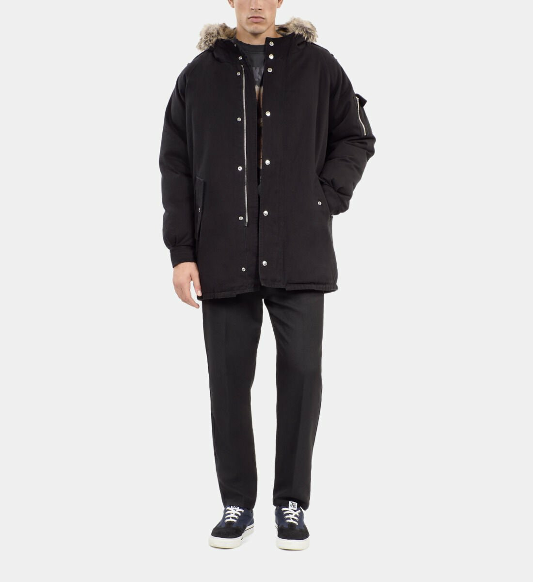 Parka À Capuche Noire Homme