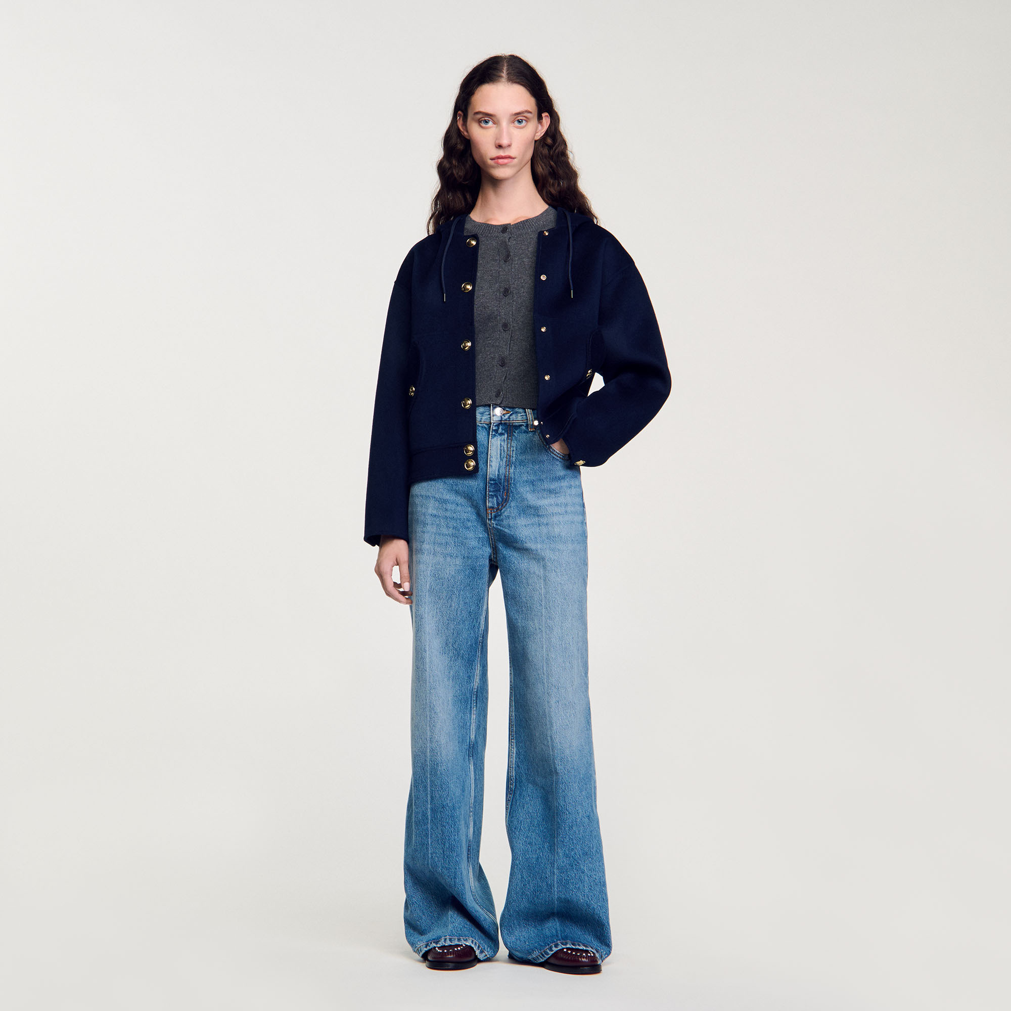 Veste à capuche en laine