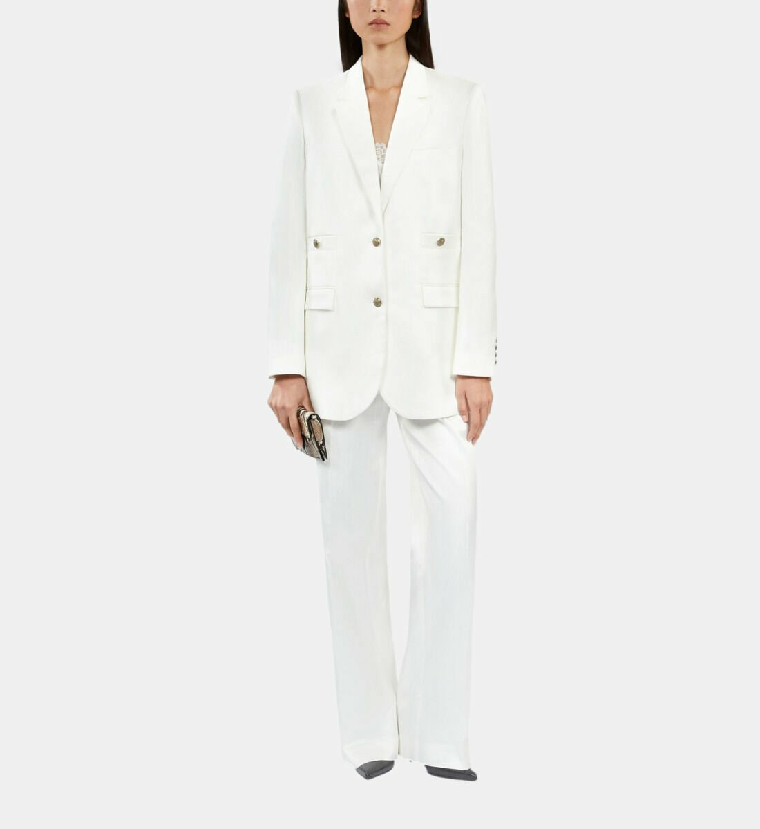 Pantalon Tailleur Blanc Femme