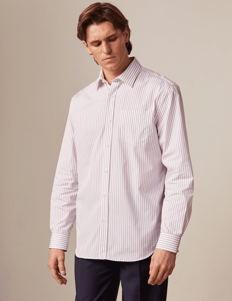 Chemise classique rayée violette