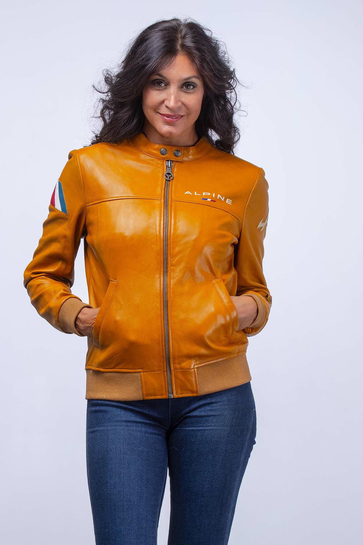Blouson cuir Alpine femme Sophia Jaune
