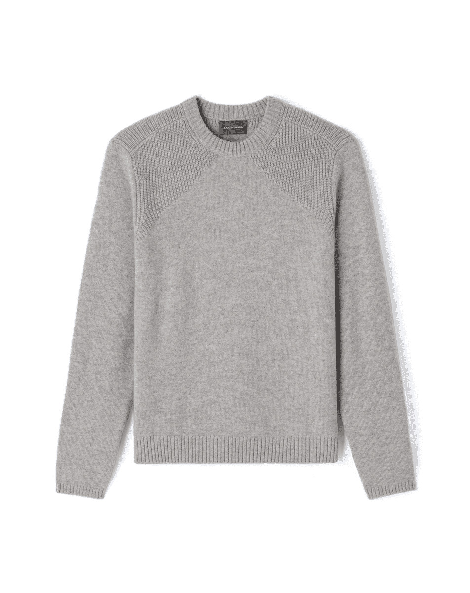 Ras de cou détail épaules à côtes - Homme - GRIS ARGENTE