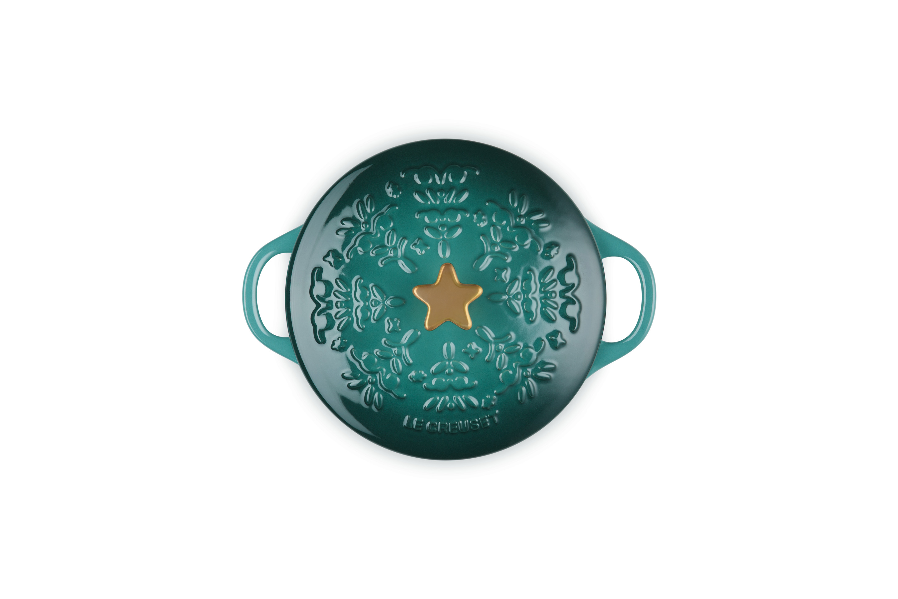 Mini Cocotte Ronde Relief Artichaut 14cm Bouton Étoile Doré