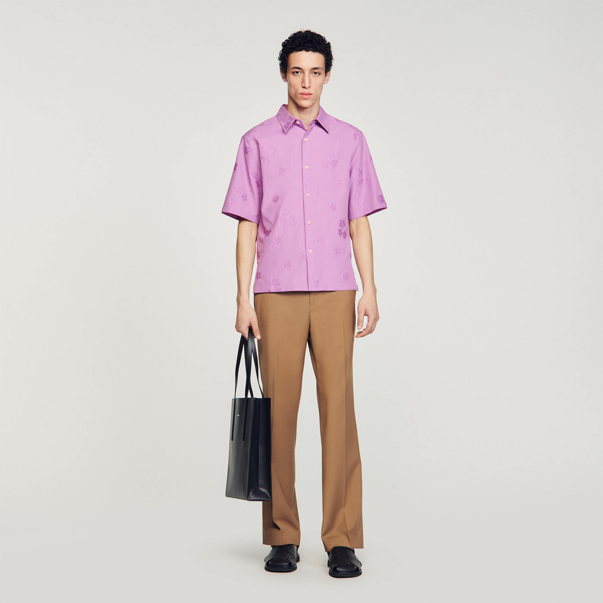 Chemise oversize jacquard fleurs