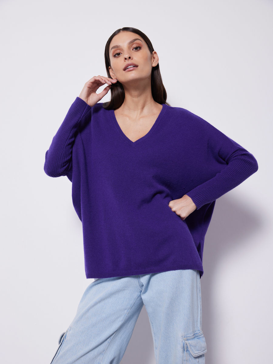 Pull poncho cachemire Faustine VIOLETA