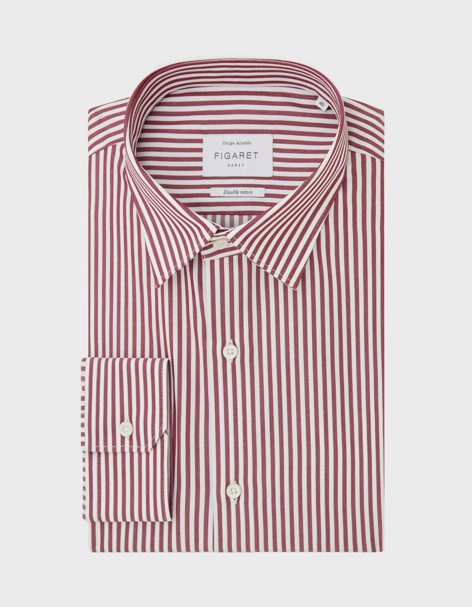 Chemise Ajustée rayée bordeaux