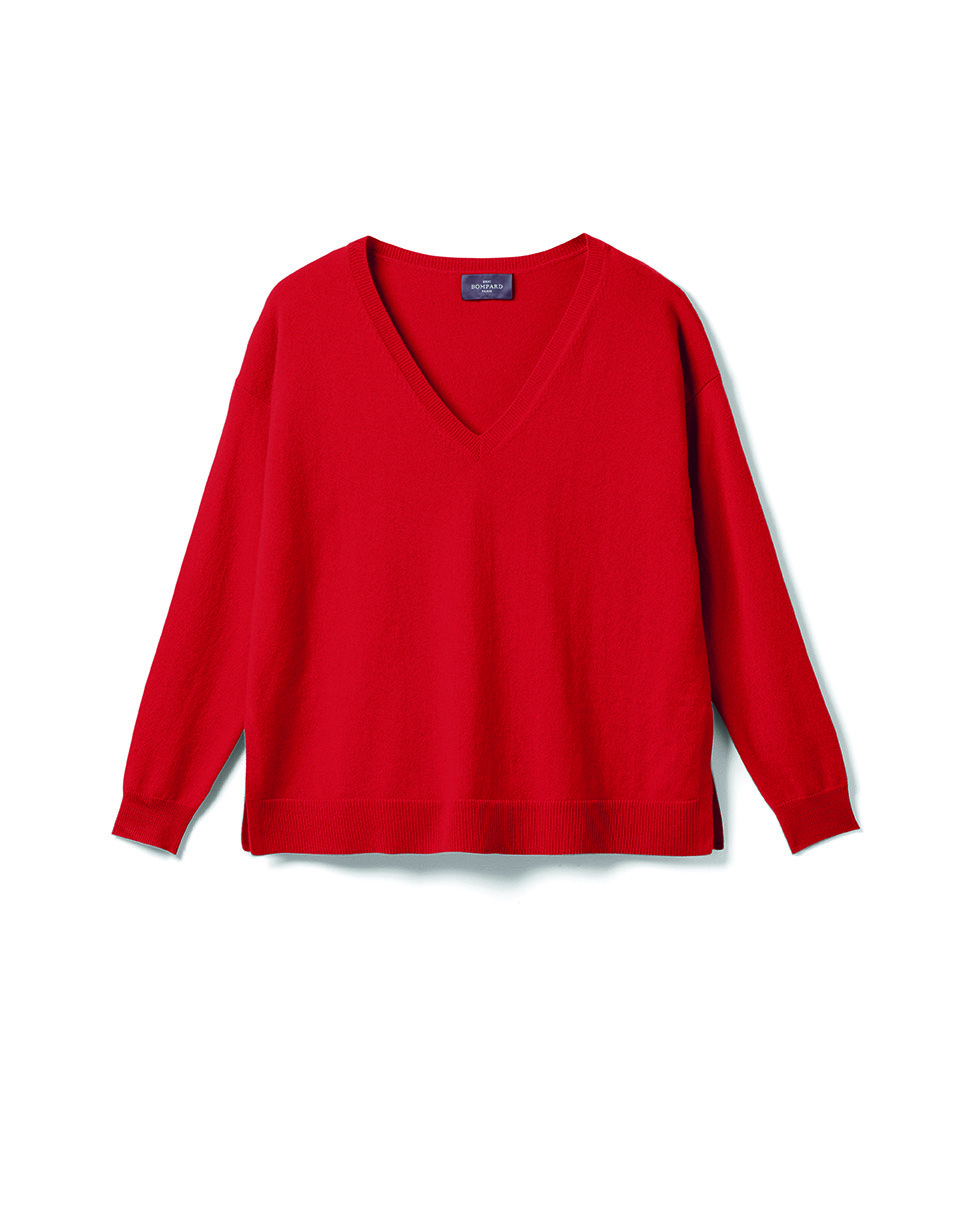 Pull col V ample fin - Femme - GARNET