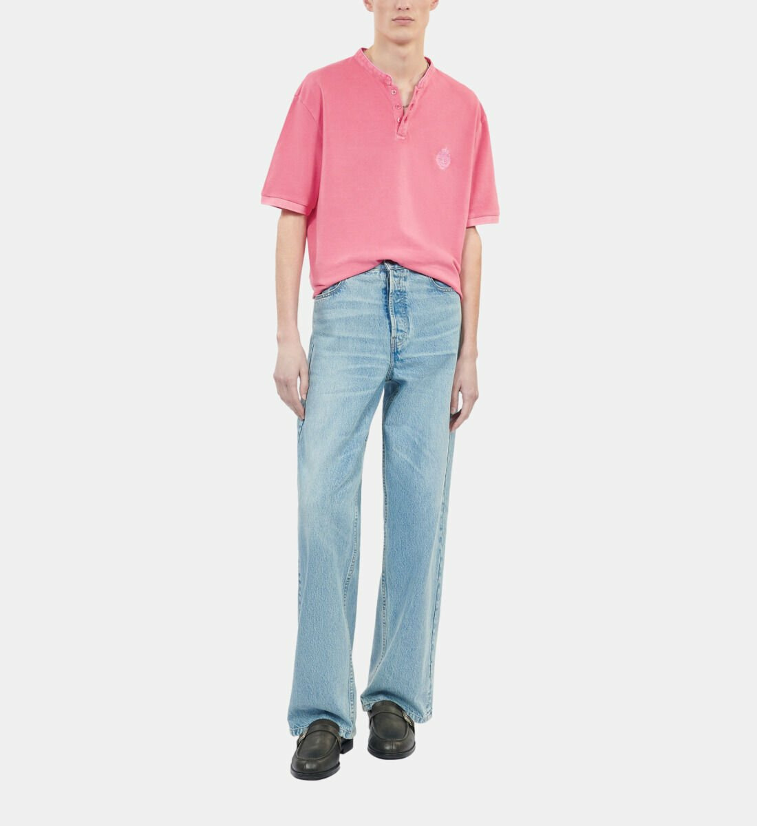 Polo En Coton Piqué Rose Homme