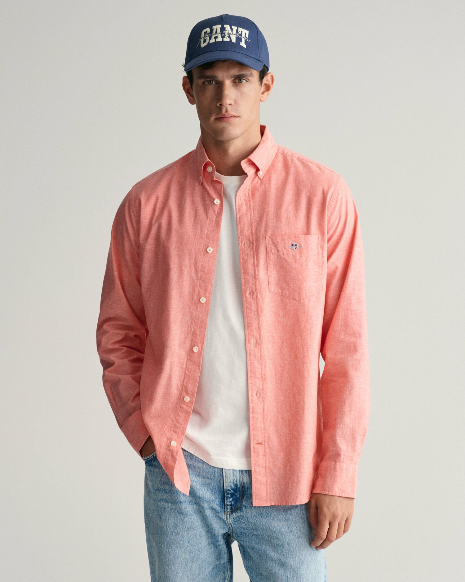 Chemise regular fit en coton et lin