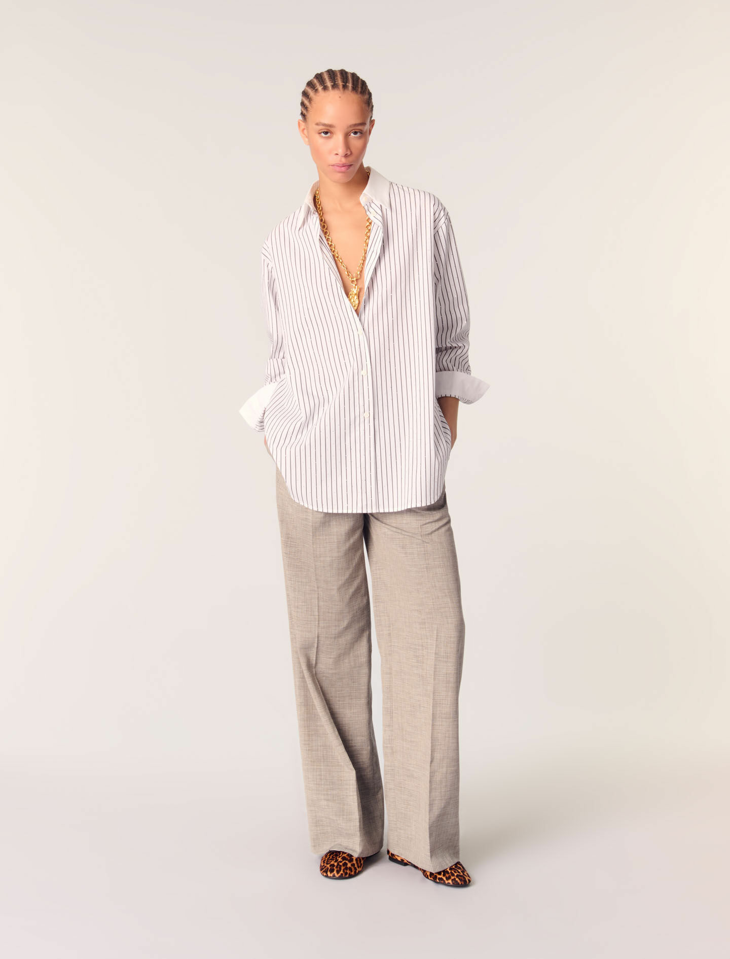 Chemise strassée à rayures