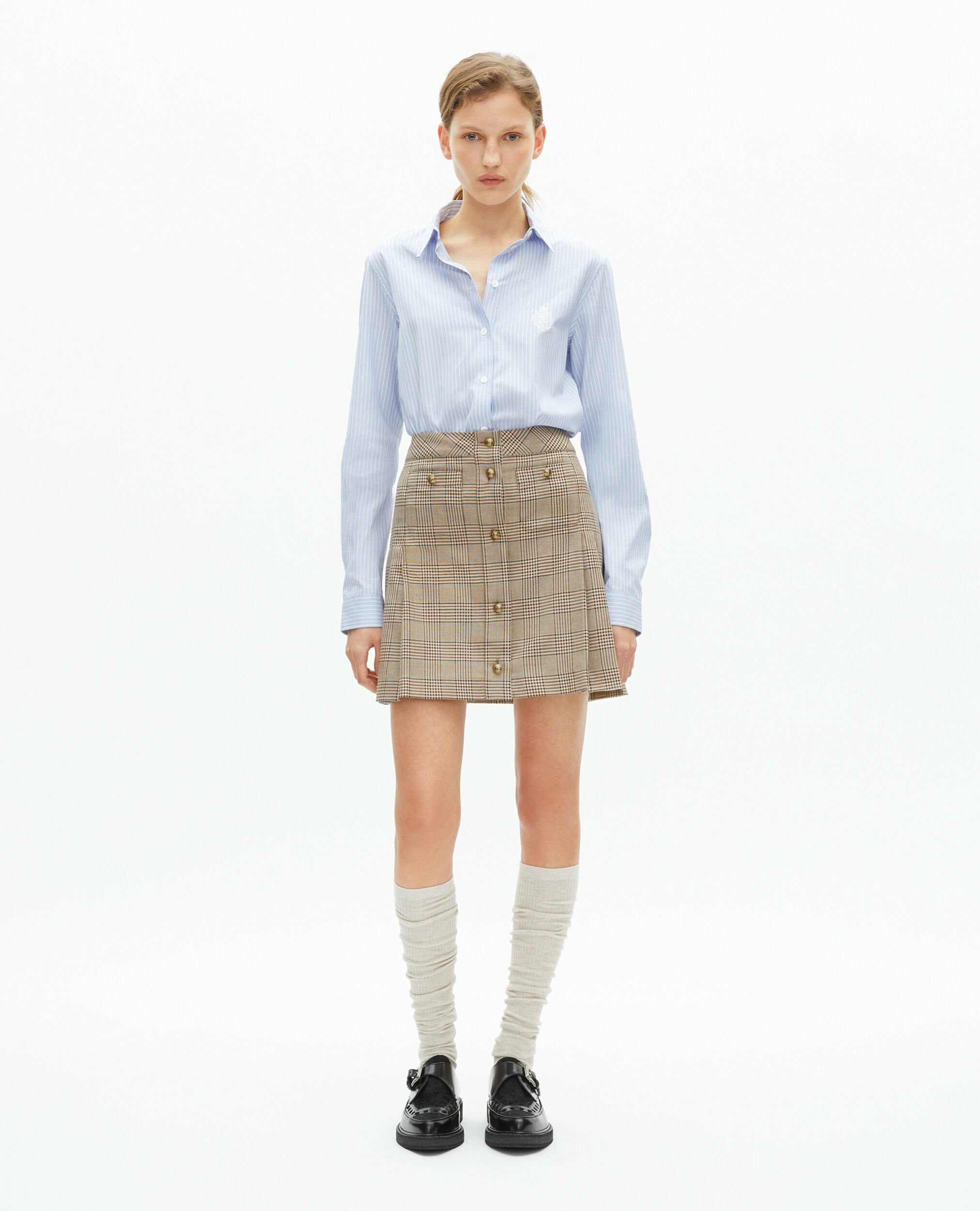 Mini Jupe A Carreaux Plissee