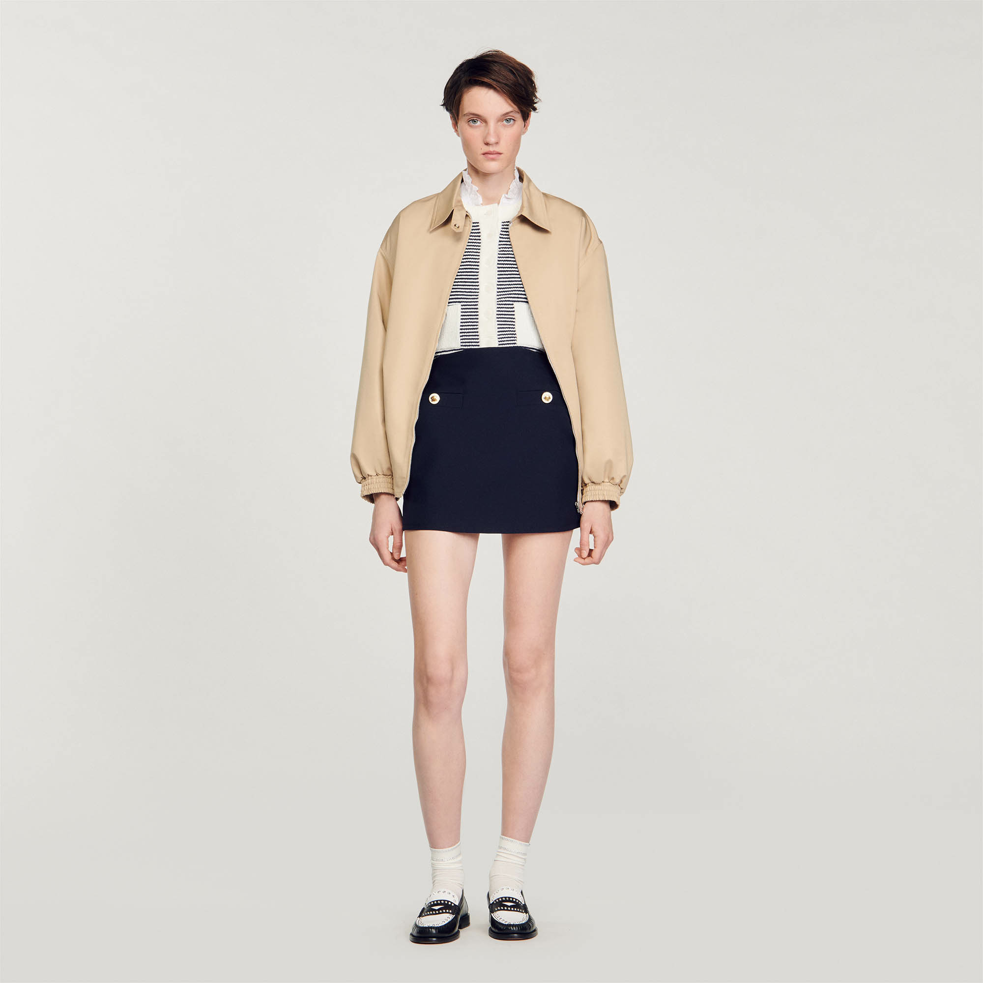 Jupe courte en twill de laine
