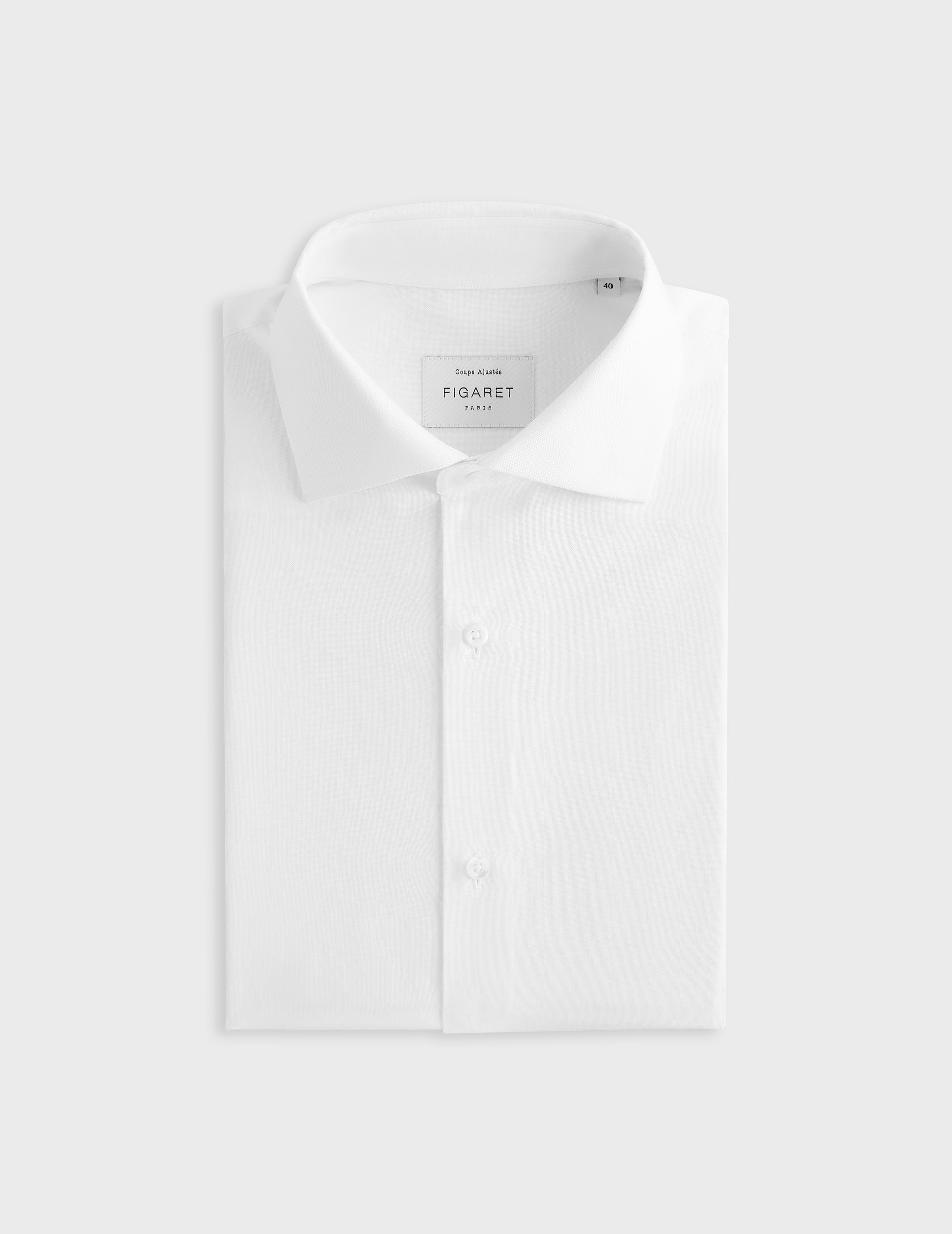 Chemise col italien en pinpoint uni 170/2 blanc