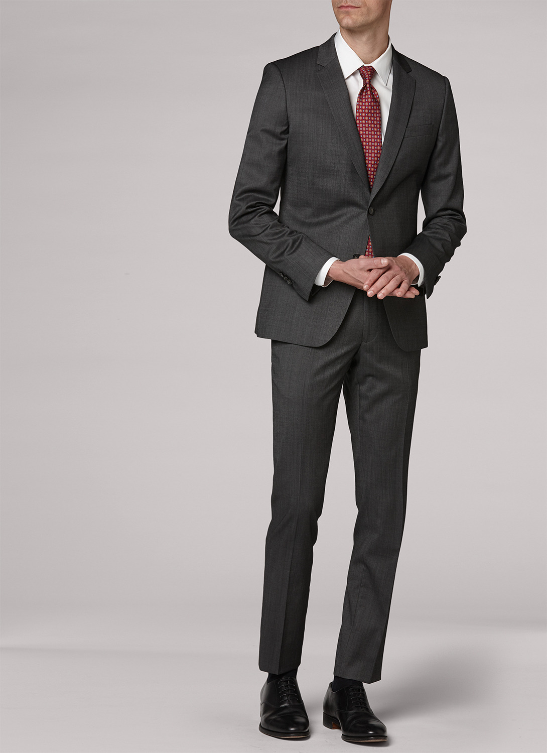 Costume en laine vierge gris cendre
