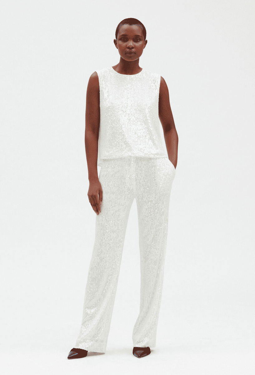 Pantalon à sequins blanc