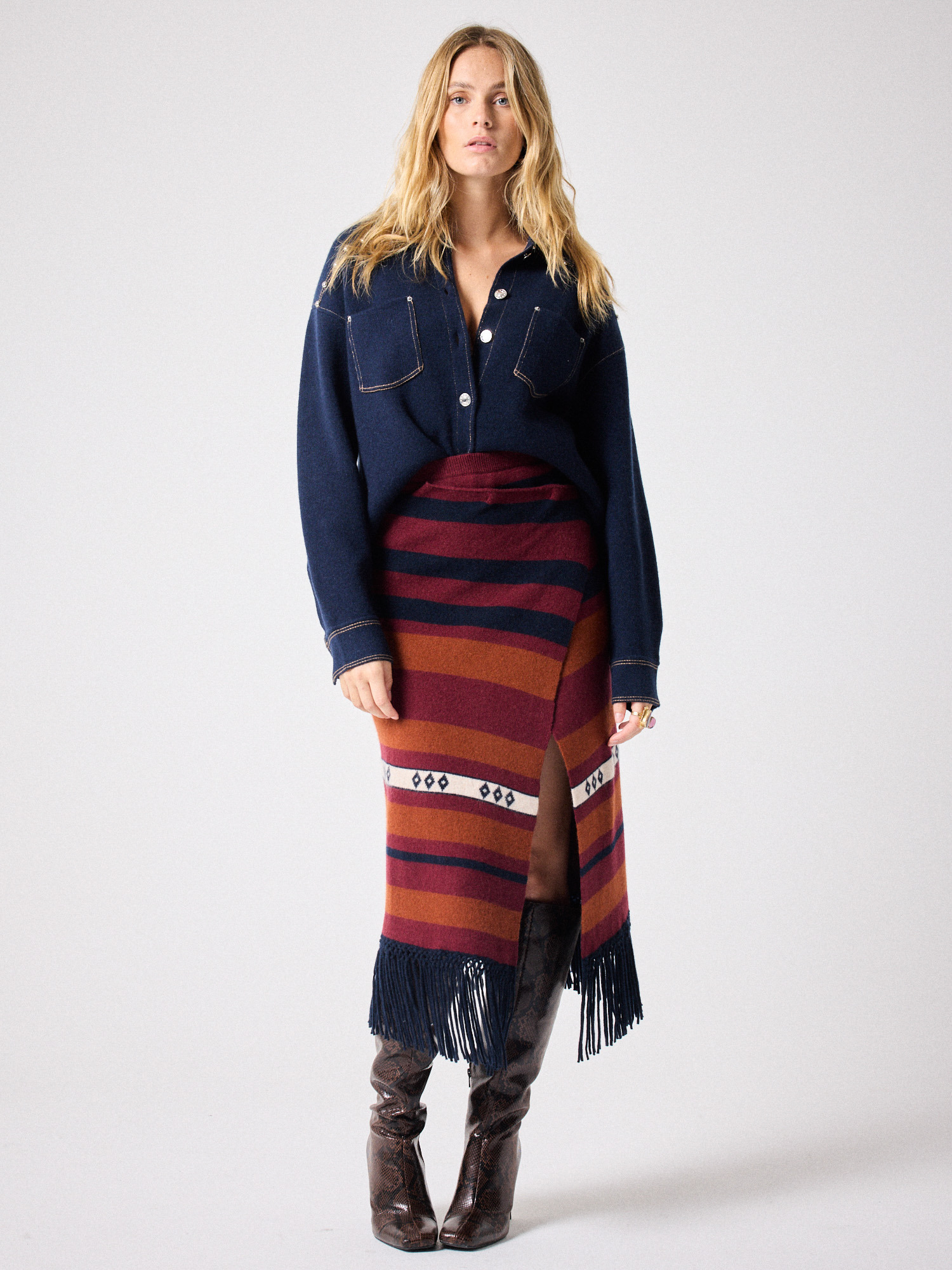 Jupe cachemire Lya POURPRE/ACAJOU