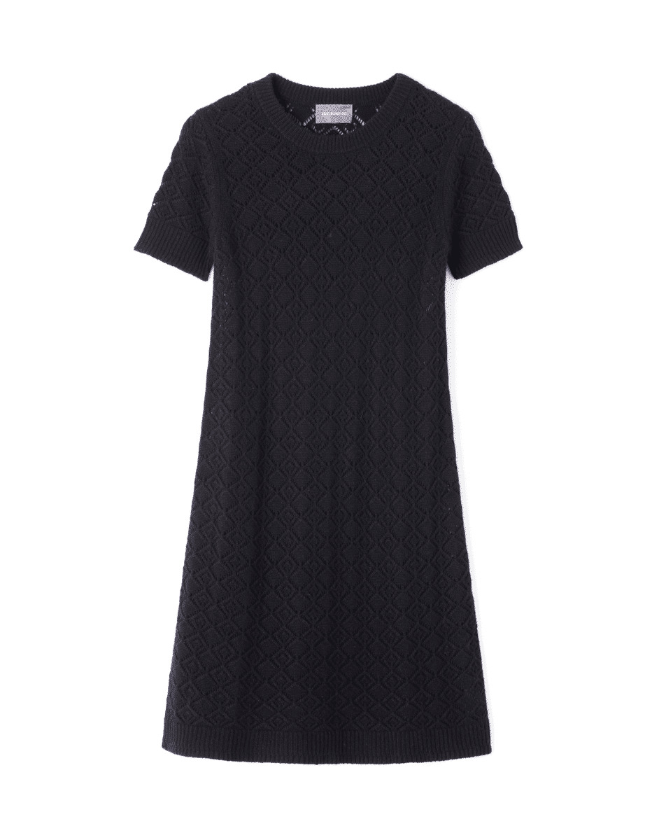 Robe courte pointelle  - Femme - NOIR