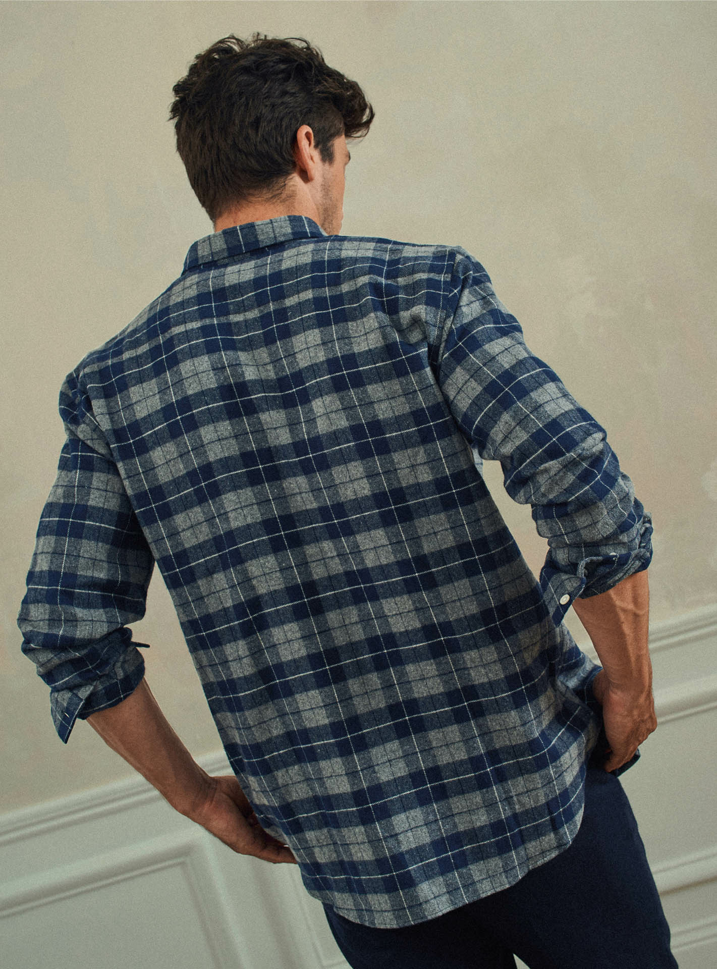 Chemise College Navy/Grey