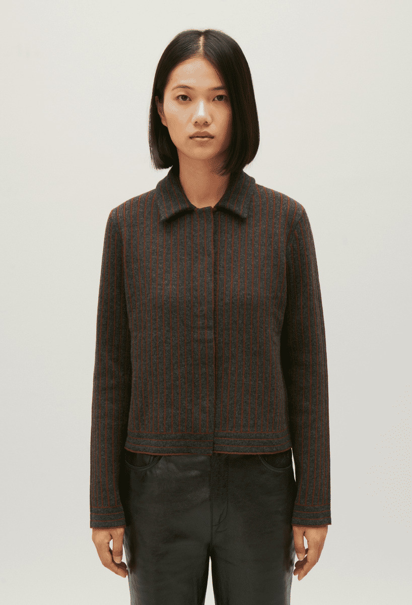 Cardigan maille rayée